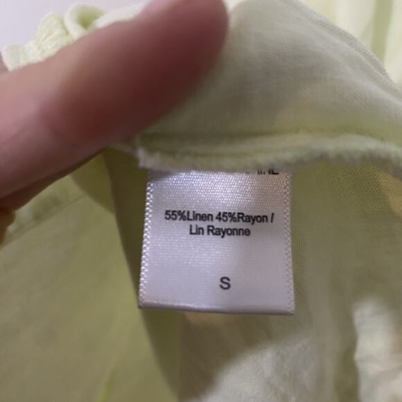 YFB Young Fabulous & Broke Lime Yellow Button Down Linen Blend Shirt Dress Sz S - Picture 10 of 10